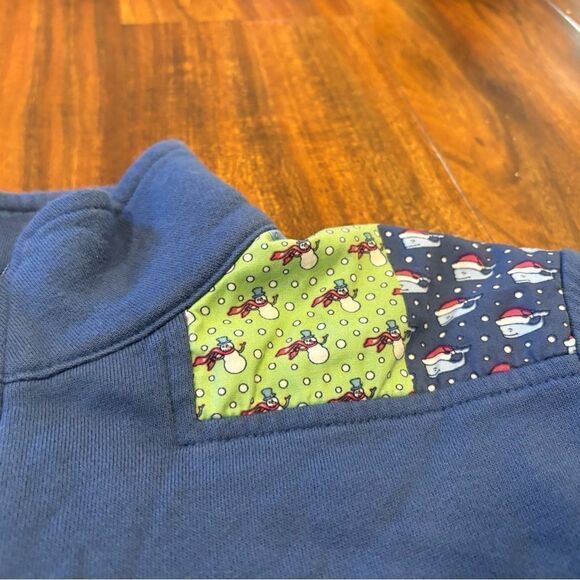 Vineyard Vines Classic Patchwork Christmas Holiday Navy Quarterzip Sweatshirt - Picture 5 of 7